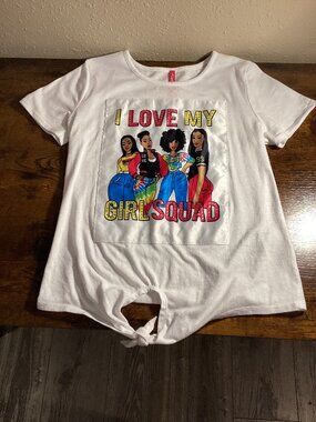 Girls “I Love My Girl Squad” Graphic Tie-Front T-Shirt